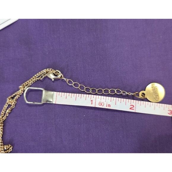 Tiger's Eye Teardrop Pendant Necklace On Gold Tone Satellite Station Chain - Picture 7 of 8